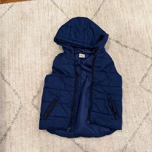 Kids Hooded Puffer Vest - Navy